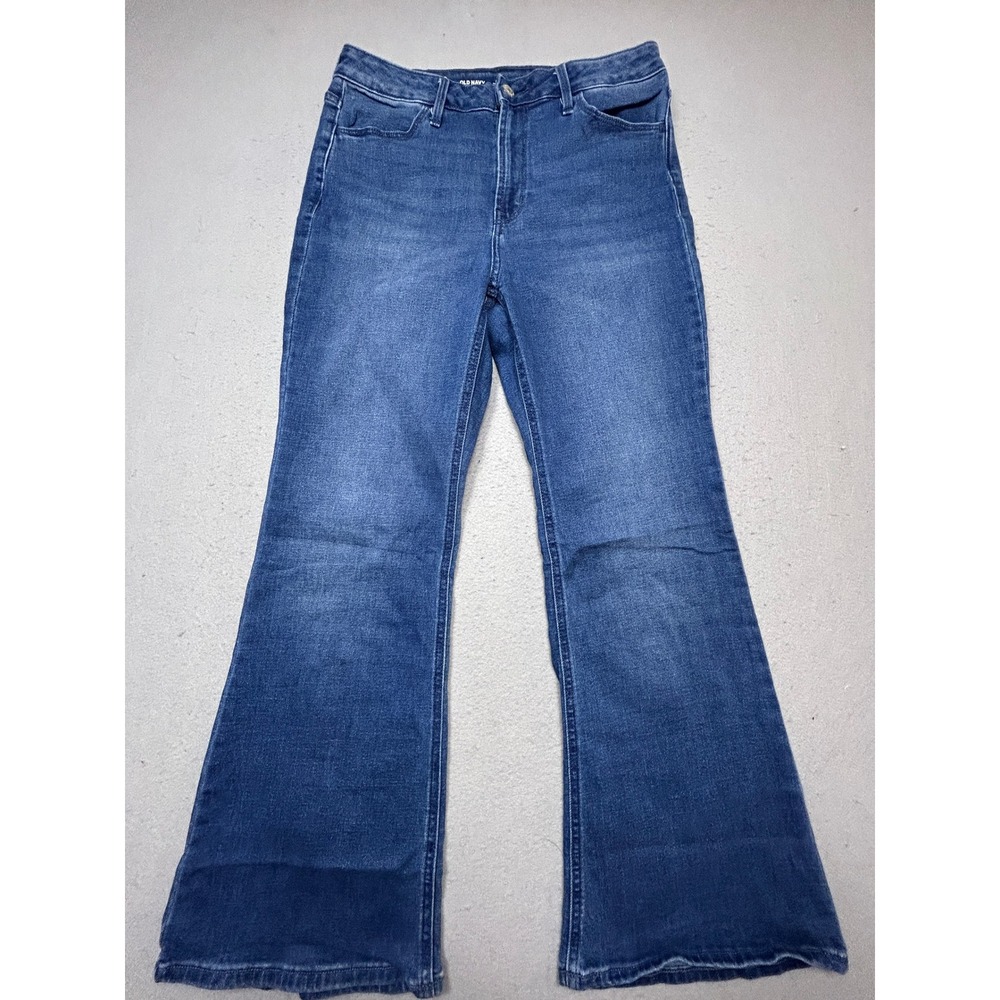 Old Navy Wow Flare Cotton Blend Blue Denim 8 Short Womens